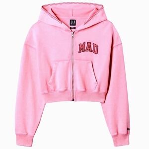 GAP X Madhappy‎ Pink Cropped Zip Up Hoodie Sweatshirt Women Size L